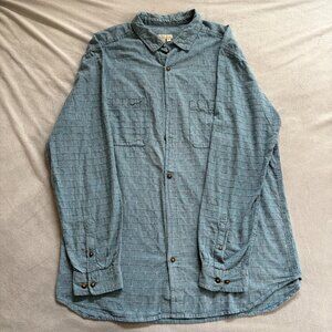 Vintage Light Blue Patterned Textured Territory Ahead Button Down Size XL